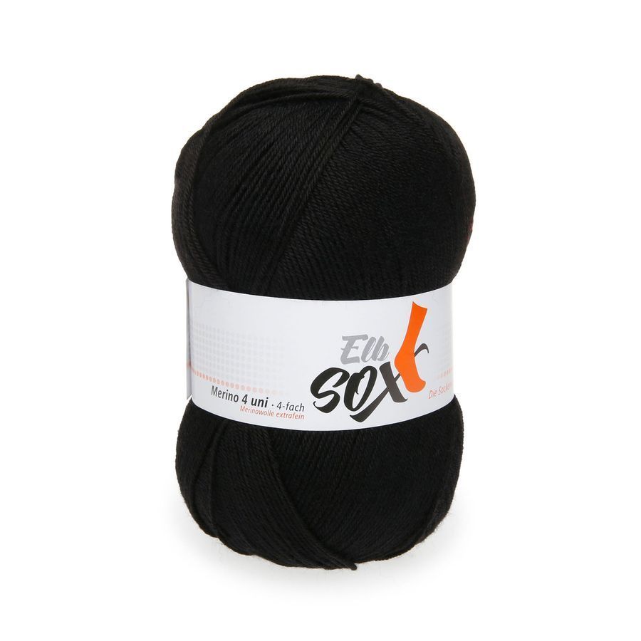 Пряжа&nbsp;Ельб&nbsp;Сокс&nbsp;Мерино-4Уні(ElbSoxMerino-4Uni)&nbsp;Гигиха&nbsp;ggh ЕльбСоксМеріно4Уні-002_чорний фото