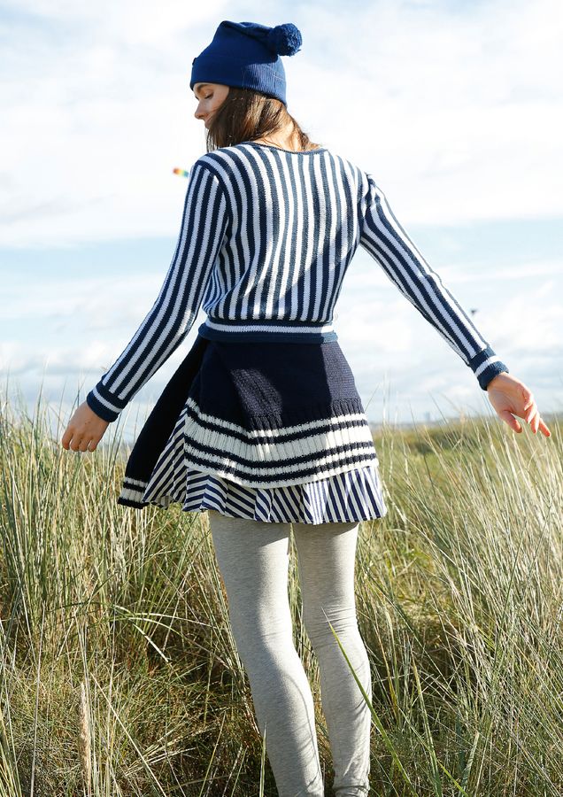 Набір для в'язання жіночого короткого смугастого светра з пряжі Cottina ggh R73M29 фото