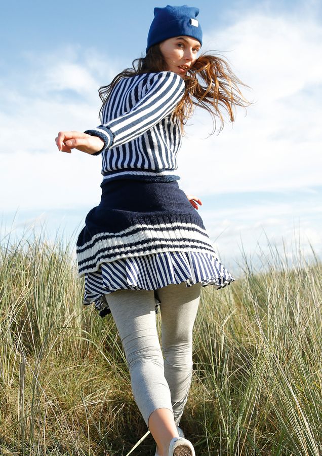 Набір для в'язання жіночого короткого смугастого светра з пряжі Cottina ggh R73M29 фото