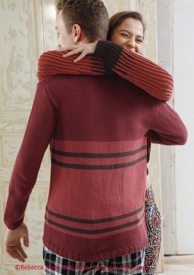 Набір для в'язання смугастого чоловічого пуловера з пряжі Cottina ggh R77M26 фото