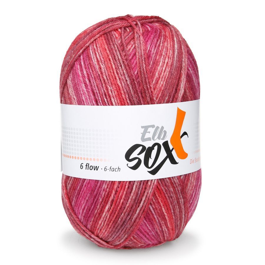 Пряжа Ельб Сокс-6 Флау Колор (ElbSox - 6 Flow-Color) Гігіха ggh ЕльбСокс6Колор-005_червоний_меланж фото